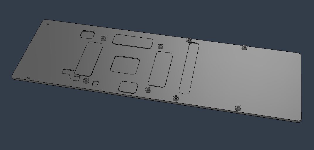 Backplate with water block mounting points highlighted