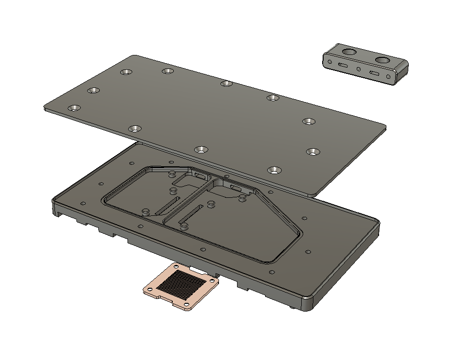 GPU Lab custom water block — exploded view