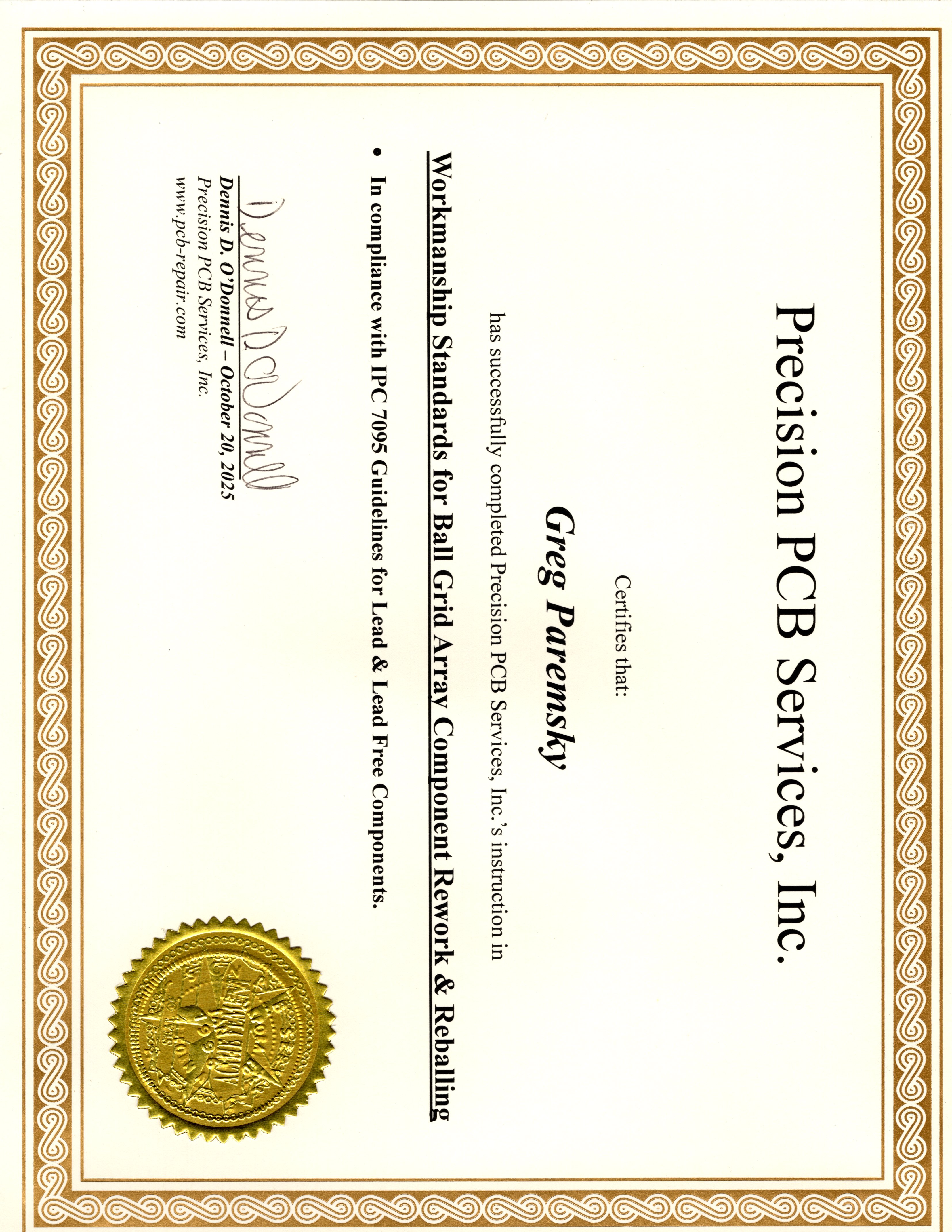 IPC7095 Certification
